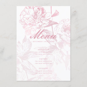 Elegant Rose Gold Blush Pink Floral Wedding Menu