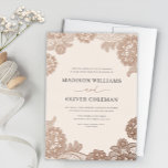 Elegant Rose Gold   Blush Pink Lace Wedding Real Foil Invitation<br><div class="desc">This beautiful wedding invitation design features rose gold foil lace, a subtle blush pink background, and classic typography. This elegant yet modern design is a fabulous choice for many styles of events, from elegant to boho. It would be perfect for an outdoor wedding or bridal shower. You can customize this...</div>
