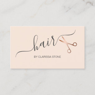 Elegant rose gold blush pink scissors hairstylist business card