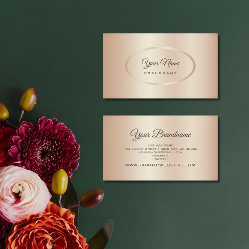 Elegant Rose Gold Blush with Oval Frame Modern Business Card