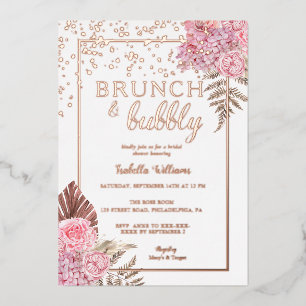 Elegant Rose Gold Boho Bridal Shower Foil Invitation