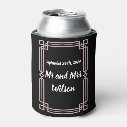 Elegant Rose Gold Border on black can cooler