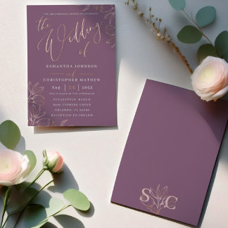 Elegant Rose Gold Botanical The Wedding Of Foil Invitation