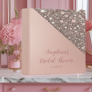 Elegant Rose Gold Bridal Shower 3 Ring Binder