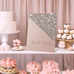 Elegant Rose Gold Bridal Shower Dessert Bar Pedestal Sign