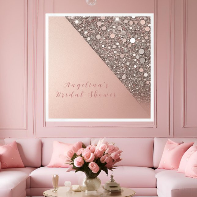 Elegant Rose Gold Bridal Shower Framed Art (Elevate your bridal lounge with a luxe rose gold glitter framed art print.)