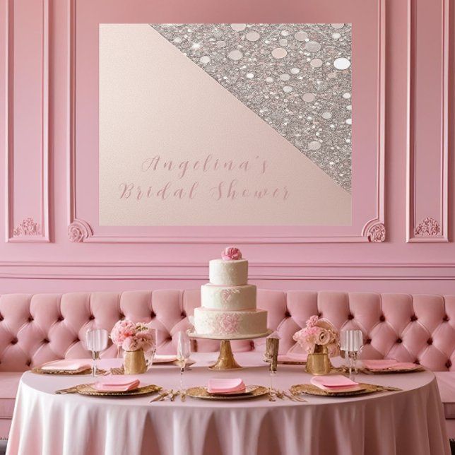 Elegant Rose Gold Bridal Shower  Gallery Wrap (Rose gold bridal shower wall sign with shimmer—personalized, elegant, and display-ready.)