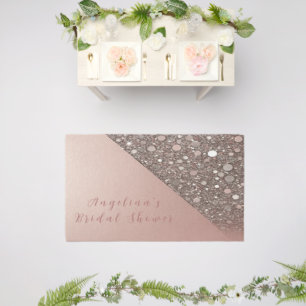 Elegant Rose Gold Bridal Shower Outdoor Rug
