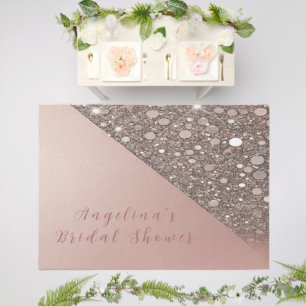 Elegant Rose Gold Bridal Shower Outdoor Rug