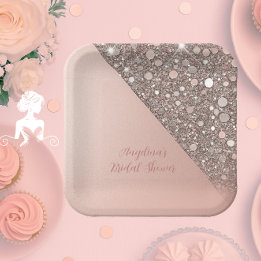 Elegant Rose Gold Bridal Shower Paper Plates