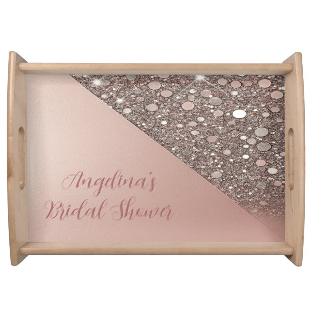 Elegant Rose Gold Bridal Shower  Serving Tray (Front)