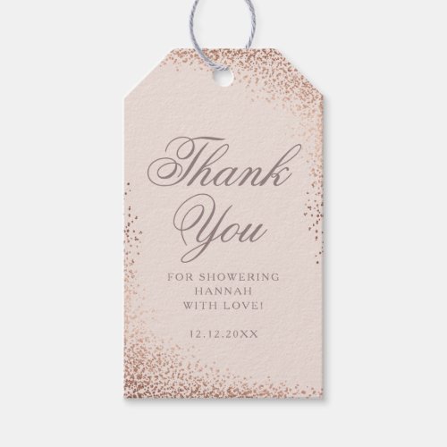 Elegant Rose Gold Bridal Shower Thank You Gift Tags