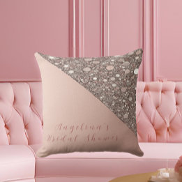 Elegant Rose Gold Bridal Shower Throw Pillow