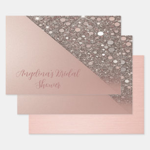 Elegant Rose Gold Bridal Shower Wrapping Paper Sheets