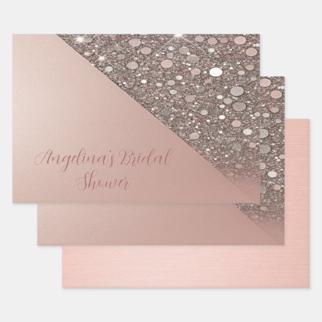 Elegant Rose Gold Bridal Shower Wrapping Paper Sheets (Set)