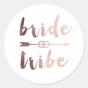 elegant rose gold bride tribe arrow wedding rings classic round sticker