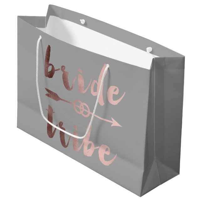 elegant rose gold bride tribe arrow wedding rings large gift bag (Front Angled)