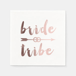 elegant rose gold bride tribe arrow wedding rings napkins