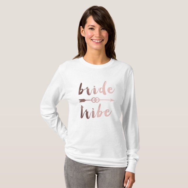 elegant rose gold bride tribe arrow wedding rings T-Shirt (Front Full)
