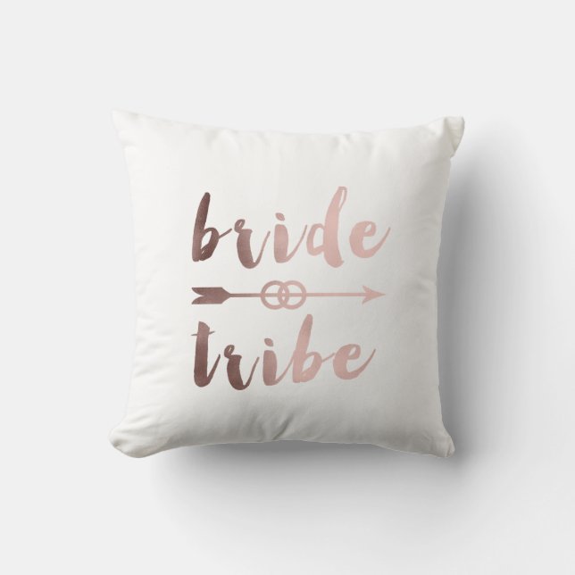 elegant rose gold bride tribe arrow wedding rings throw pillow (Front)