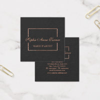 Elegant Rose Gold Broken Frame Dark Grey Square Business Card
