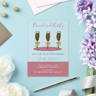 Elegant Rose Gold Brunch and Bubbly Bridal Shower Acrylic Invitations