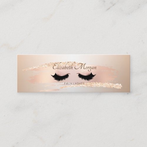 Elegant Rose Gold Brush StrokeFaux Lashes Mini Business Card