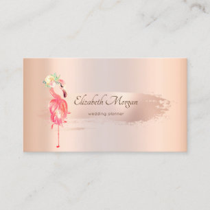 Elegant Rose Gold Brush Stroke,Flamingos Business Business Card