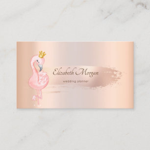Elegant Rose Gold Brush Stroke,Flamingos Business Card