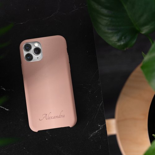 Elegant Rose Gold Brushed Metal Name iPhone 14 Pro Max Case