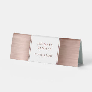 Elegant Rose Gold Brushed Metallic Business Table Tent