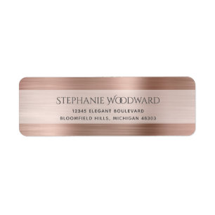 Elegant Rose Gold Brushed Metallic Return Address Label