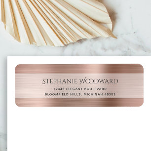 Elegant Rose Gold Brushed Metallic Return Address Label