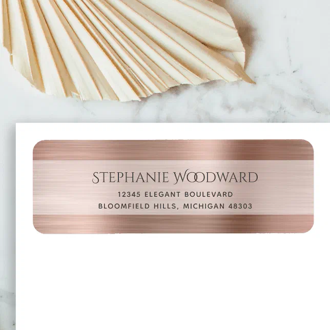 Pearlized Address Label Elegant Rose Gold Brushed Metallic Return Address Label | Zazzle