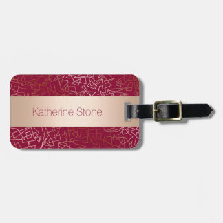 Elegant rose gold & burgundy geometric pattern luggage tag