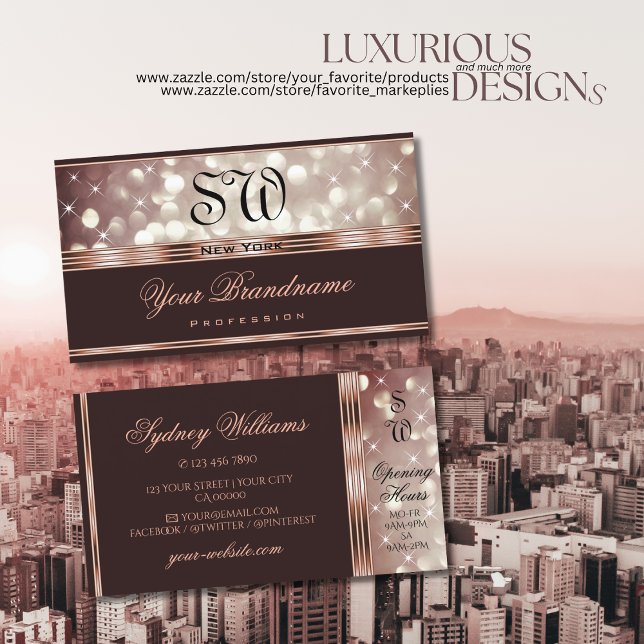 Elegant Rose Gold Burgundy Glitter Stars Diamonds Business Card (Creator Uploaded)