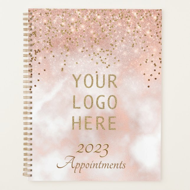 Elegant Rose Gold Business Logo Appointment Book Planner (Front)