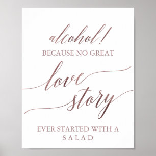 Elegant Rose Gold Calligraphy Alcohol Love Story Poster