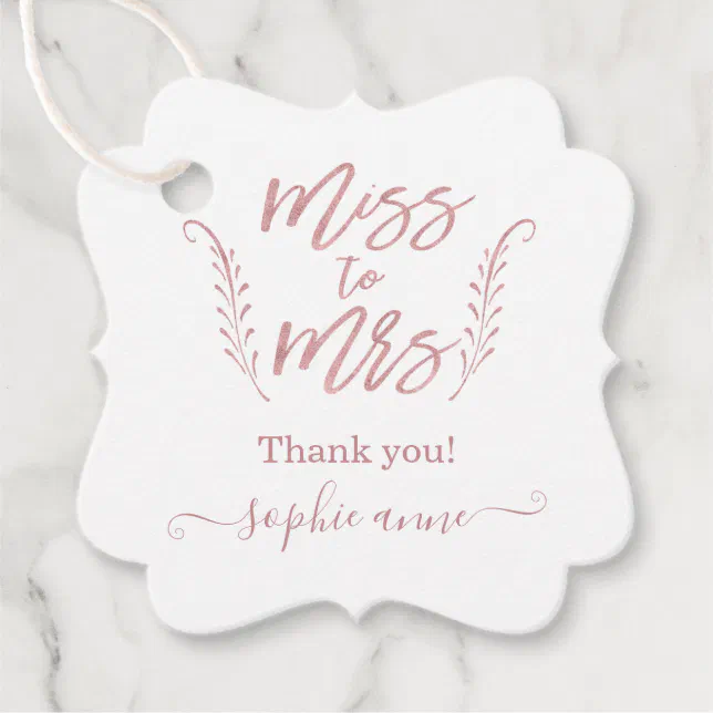 Elegant Rose Gold Calligraphy Bridal Shower Favor Tags | Zazzle