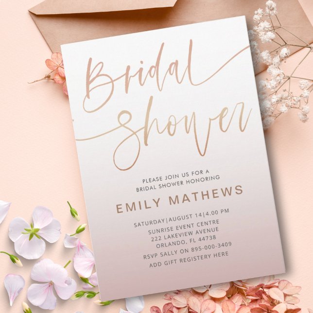 Elegant Rose Gold Calligraphy Bridal Shower  Invitation (Creator Uploaded)