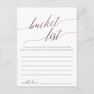Elegant Rose Gold Calligraphy Bucket List Cards