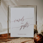 Elegant Rose Gold Calligraphy Cards and Gifts Sign<br><div class="desc">This elegant rose gold calligraphy cards and gifts sign is perfect for a simple wedding or bridal shower. The blush pink design features a minimalist sign decorated with romantic and whimsical faux rose gold foil typography. The line of text at the bottom of the sign can be personalized with the...</div>
