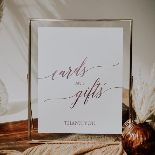 Elegant Rose Gold Calligraphy Cards and Gifts Sign