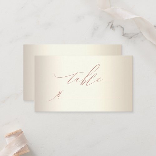 Elegant Rose Gold Calligraphy Champagne Wedding Place Card