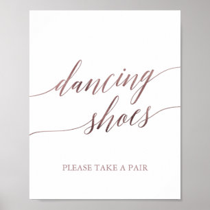 Elegant Rose Gold Calligraphy Dancing Shoes Sign