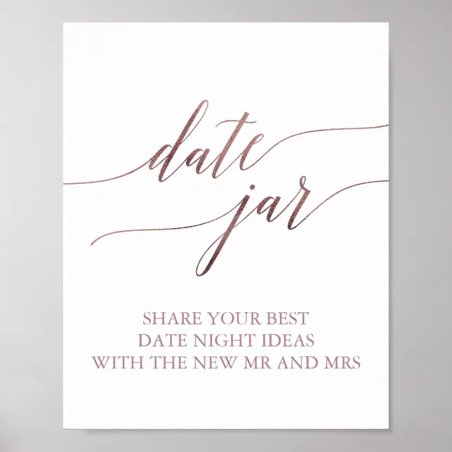 Elegant Rose Gold Calligraphy Date Jar Sign | Zazzle