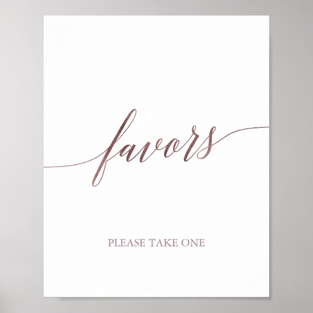 Elegant Rose Gold Calligraphy Favors Poster (Front)