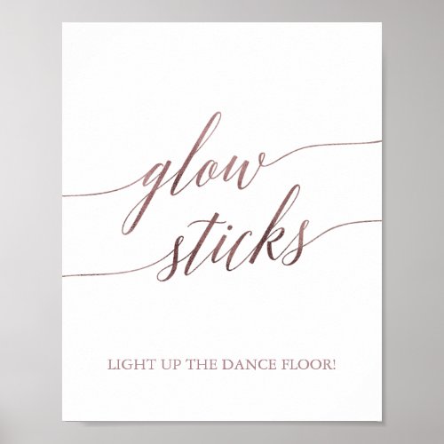 Elegant Rose Gold Calligraphy Glow Sticks Sign