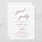 Elegant Rose Gold Calligraphy Graduation Party Invitation (Front/Back)