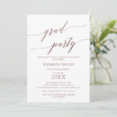 Elegant Rose Gold Calligraphy Graduation Party Invitation (Standing Front)